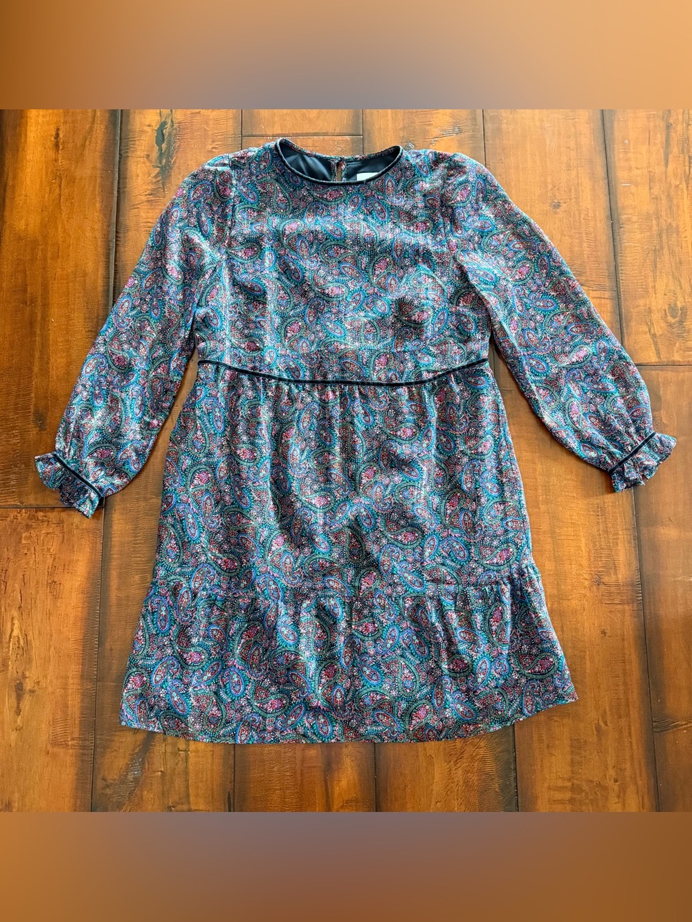 LOFT Paisley Mini Dress with Silver Threading - Picture 1 of 4